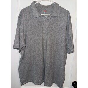 Hanes Mens 2XL X-Temp Grey Short Sleeve Polo Shirt
